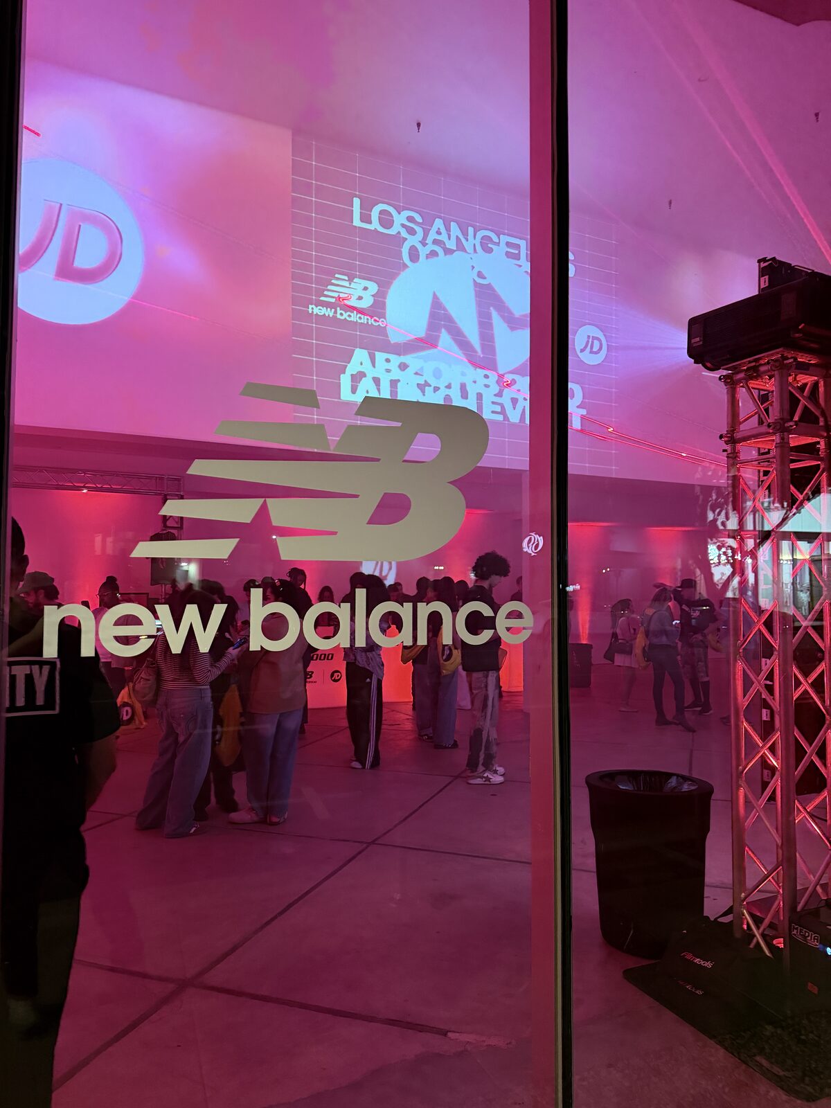 Crowd outside a storefront during a launch event